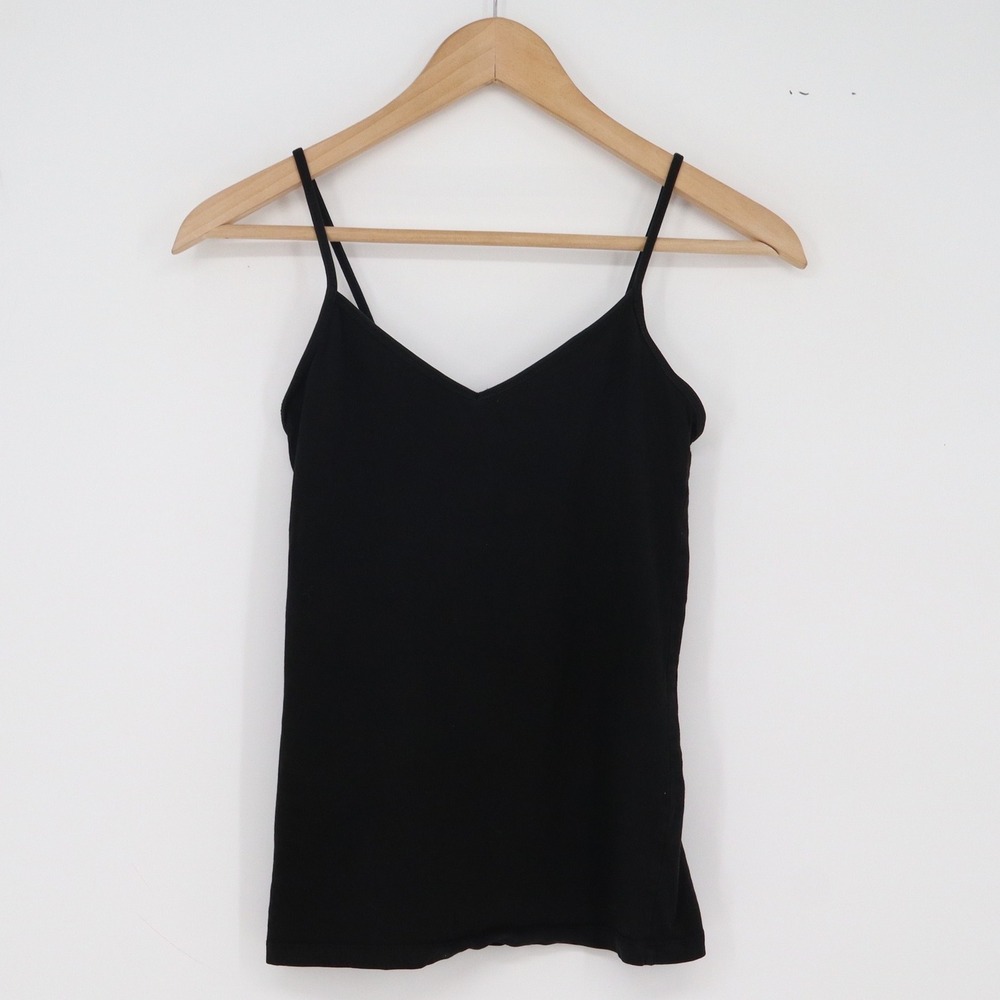 Forever 21 Cami Top Womens M Basic Black Spaghetti Strap V-Neck Excellent